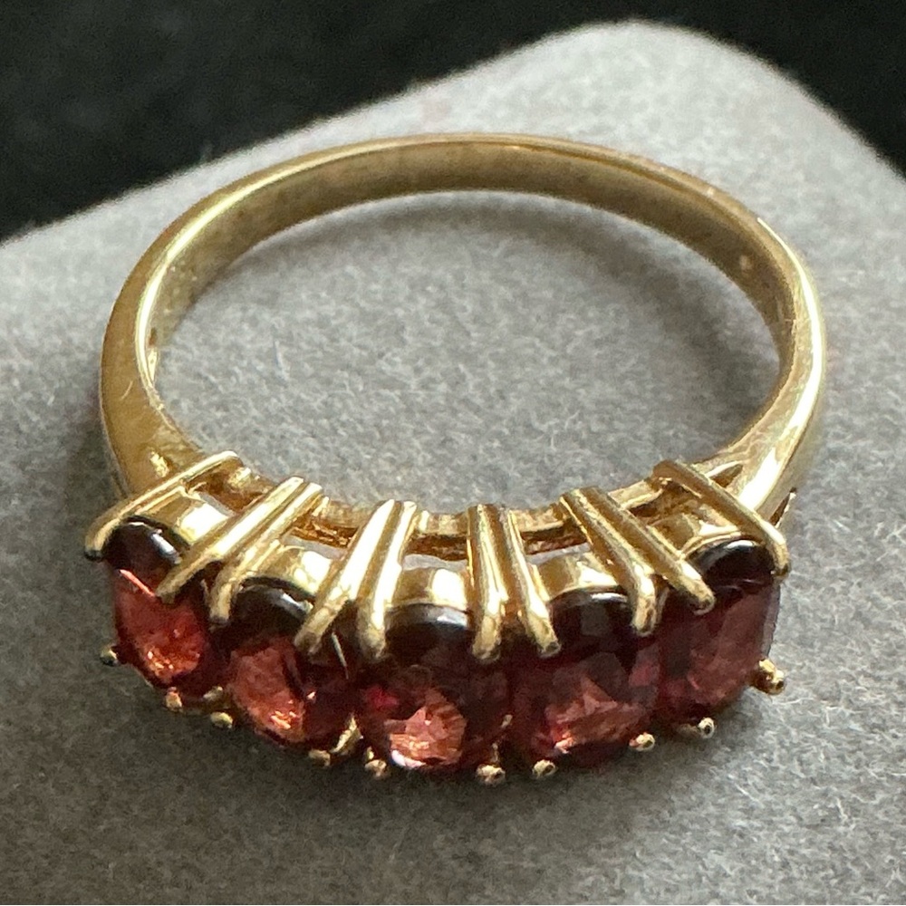 Garnet, gold-plated cocktail ring .925, size 10 - 10.5